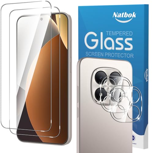 Natbok 2+2 Pack for Xiaomi Redmi Note 15 Pro 5G Screen Protector with Camera Lens Protector,9H Tempered Glass Film,HD Clear Scratch Resistant,Bubble-Free for Redmi Note 15 Pro 5G Screen Protector