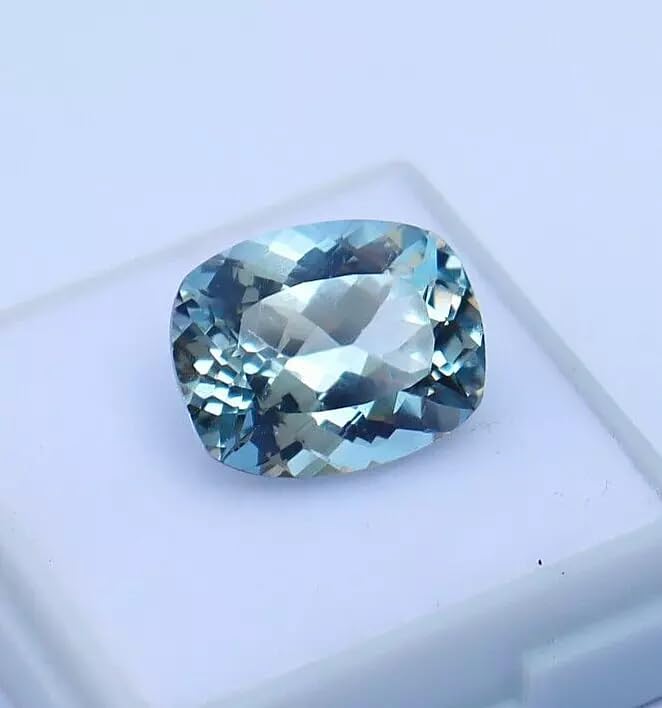 Certified Natural 8.80 Ct+ Santa Maria Blue Aquamarine Cushion Cut Loose Genuine Gemstone Birthstone – Premium Collectible Stone Custom Jewelry Making
