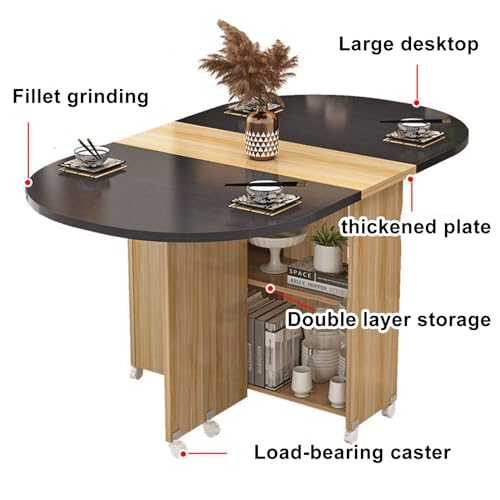 Table de cuisine extensible peu encombrante avec roulettes et rangement central - 8