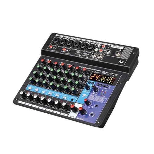 Mesa de Mezclas, Consola mezcladora profesional de 8 canales A8 con soporte for Bluetooth, interfaz de alimentación USB de 48 V for grabación de fiestas