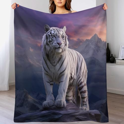 Manta de tigre de franela gruesa y suave para sofá de 130x180 cm 2