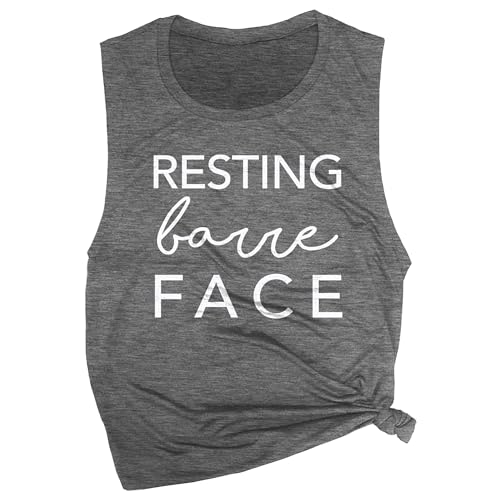 Resting Barre Face Women's Workout Muscle Tee - Sleeveless Active Wear, Barre Top, Yoga Gym Top, Comfortable Workout Tank Top