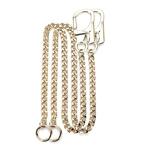 Ahiller Biker Wallet Chain, Heavy Duty Pocket Chain with Round Clasp, Men Chains for Keys, Jeans, Pants, Purse and Handbag (T-Gold-2PCS)