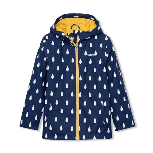 Lands' End Kids Magic Print Rain Jacket Small Rain Drops/Navy