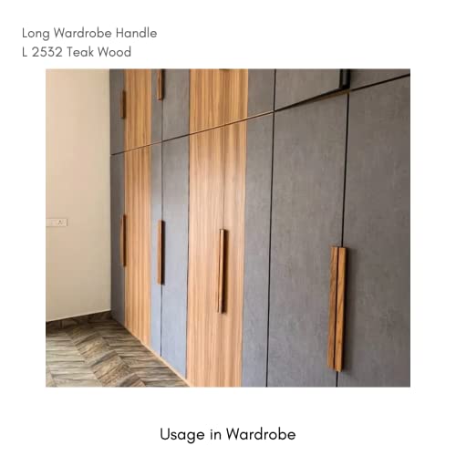 Image of Long Unfinished Wardrobe Pull Handle 2532 Teak Wood (42 Inch)