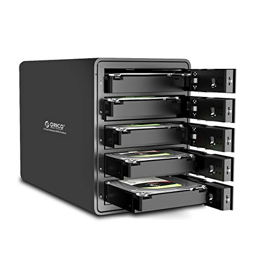 ORICO Boîtier Externe de 5 Disque Dur, USB 3.0 a SATA Aluminium Boîtier Disque Dur pour HDDs et SSDs 3,5 Pouces, 5x16TB(9558U3)