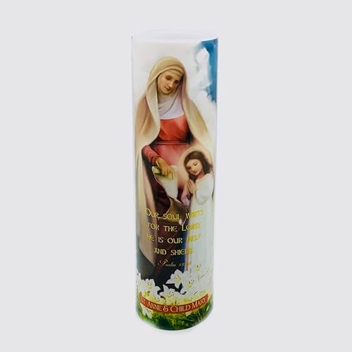 THE SAINTS COLLECTION St Anne with Child Mary LED Prayer Candle and Devotional Candle - Child Mary and St. Anne
