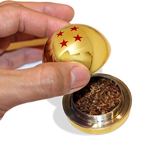 DBZ Herb Grinder - 4 Star Golden Ball Herb & Spice Tool With Bonus Scraper - Dragon DBZ Gifts, Anime Gifts - 3 Part Grinder, 2.2 Inches