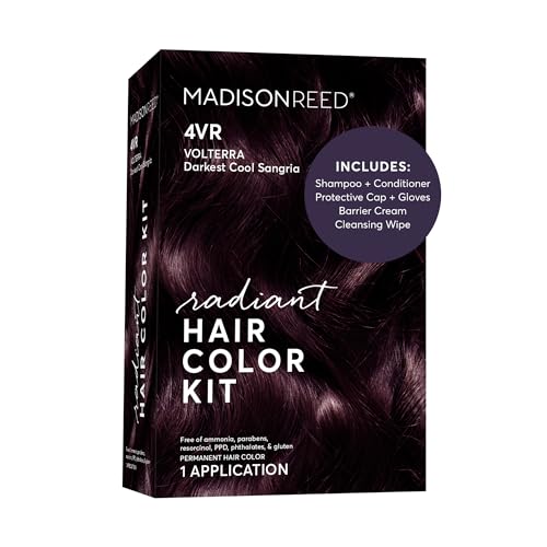 Madison Reed Radiant Hair Color Kit - 4VR Darkest Cool Sangria with Vibrant Violet Red Tones (Volterra Amethyst) Vivid Permanent Hair Dye for Bold Color & Shine | PPD-Free & Ammonia-Free 1 Pack