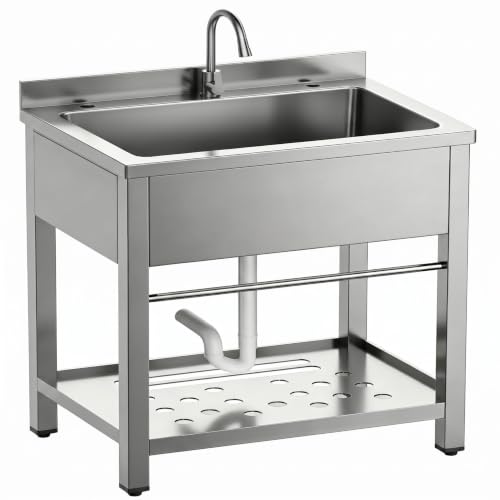 16 Gallon Freestanding Stainless Steel Single Bowl Utility Sink