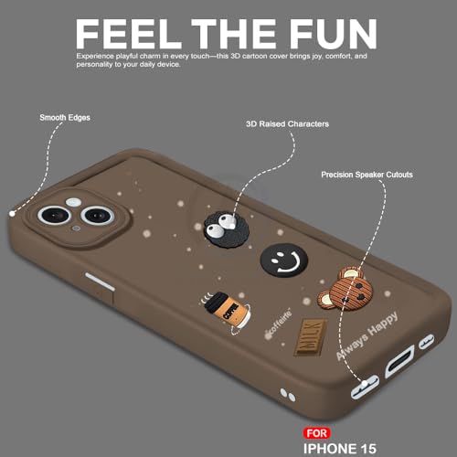 Image of AESTMO Back Case Cover for iPhone 15 Back Cover | Cute Fun Cartoon 3D Ball | Coffee Silicone Case | Full Body Protection | Camera Protection Back Cover for iPhone 15 (Brown)