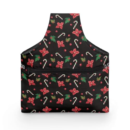 Image of KUIFORTI Christmas Yarn Bag for Crocheting, Xmas Poinsettia Flower Crochet Bag Organizer, Knitting Bag Crochet Bag Large Yarn Bags for Crocheting on The Go