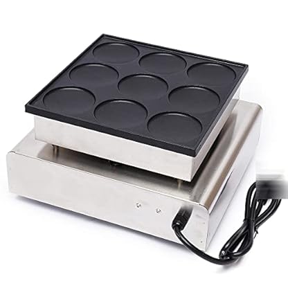 Elektrisches Waffeleisen mit 9 Gittern, 900 W, kommerzielles Pfannkuchen-Waffeleisen, Pfannkuchen-Waffeleisen, Edelstahl, 50~300 ℃