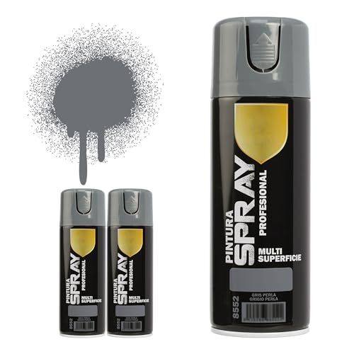 H HANSEL HOME Pintura Spray Gris Perla 400 Ml - Pack de 3 Unidades