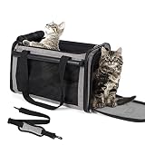 YUDODO Pet Carriers Airline Approved Dog Cat Travel Soft Sided Carrier Reflective Mesh Safe Pet Cat