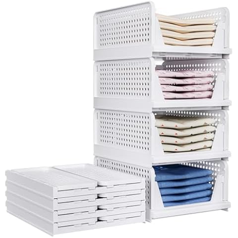 TidyIsles 8 Pack Stackable Storage Baskets Cover