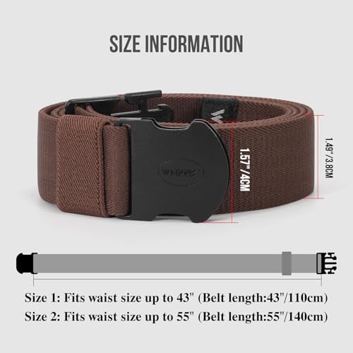 Image of WHIPPY Mens Elastic Stretch Belt Unisex Adventure Web Belt for Women Men with Non-Metal Buckle Adjustable Belts