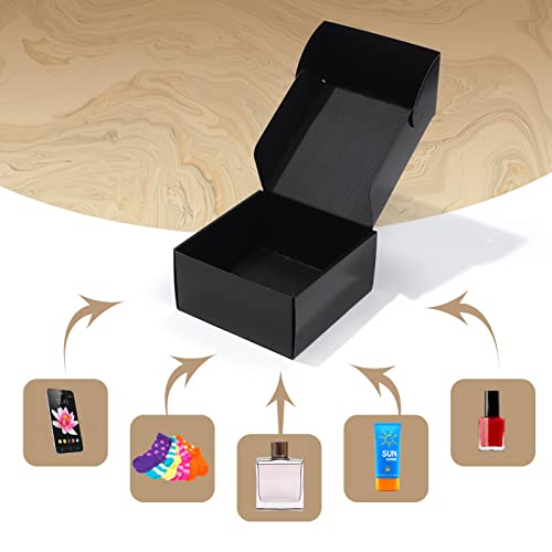 Image of ZBEIVAN 8x8x4 Black Shipping Boxes, 20 Packs Corrugated Cardboard Mailer Boxes for Packaging Small Business Mailing Gifts Wrap Boxes with Lids