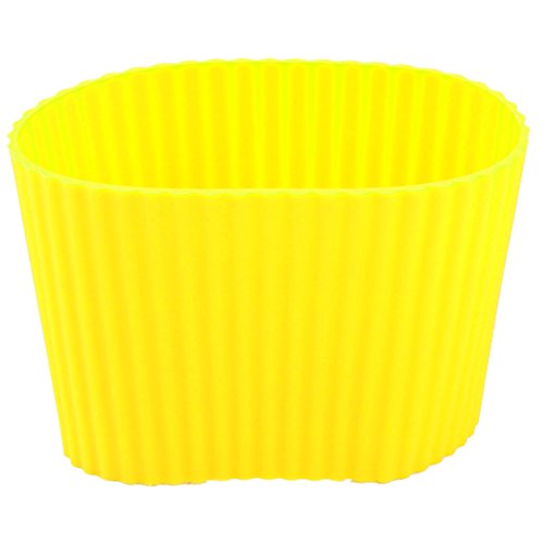 sourcingmap Silicone Nonslip Glass Bottle Mug Cup Sleeve Protector Cover Yellow