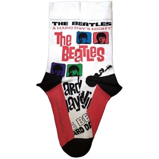 Beatles A Hard Day’s Night Colours (US Men’s Shoe Size 8-12) Socks White - Les Beatles, Paul McCartney, John Lennon, RIngo Starr, George Harrison