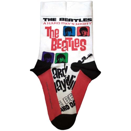 Beatles A Hard Day’s Night Colours (US Men’s Shoe Size 8-12) Socks White - Les Beatles, Paul McCartney, John Lennon, RIngo Starr, George Harrison Beatles A Hard Day's Night Colours (US Men's Shoe Size 8-12) Socks White