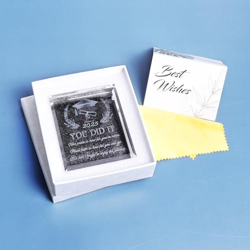 YWHL Graduation Gifts for Him Her, Class of 2025 Graduate Inspirational Gifts, Laser Engraved Crystal Graduation Keepsake for College High School PHD Masters Degree