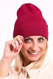 molti Damska czapka w 100% z wełny merynosów – ciepła czapka Slouch Beanie jesień/zima | oddychająca i miękka | rozmiary: 55-60 kolorów do wyboru, czerwony, 55-60