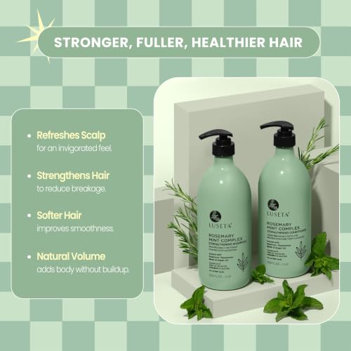 Image of Luseta Rosemary Mint Strengthening Shampoo and Conditioner Set Nourish & Smooth Damaged Hair Thickening Shampoo for Thinning Hair,Add Shine for All Hair Types, for Men and Women 33.8ozx2