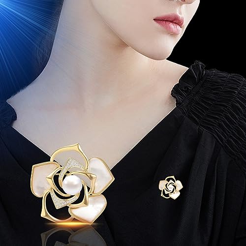 Image of Flower Brooch for Women Rhinestone Flower Brooch Pins Floral Brooches Jewelry Gift for Mom Wife