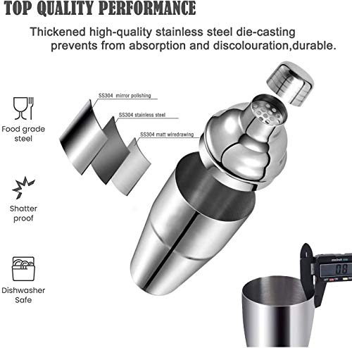 KARLOR Cocktailshaker-set, 13-delige cocktailmixer, roestvrij staal, 750 ml, cocktailbarkeeperset met cocktailshaker… - Image 3