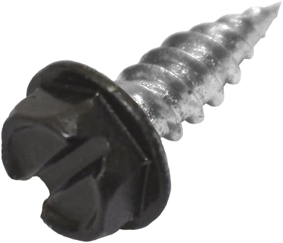 Malco 6X3/8 Royal Brown Zip-in Self-Piercing Screws | 1/4" Slotted Hex Washer Head Sheet Metal Screws | Fast & Easy Piercing | Zinc Plated (1000 Count)
