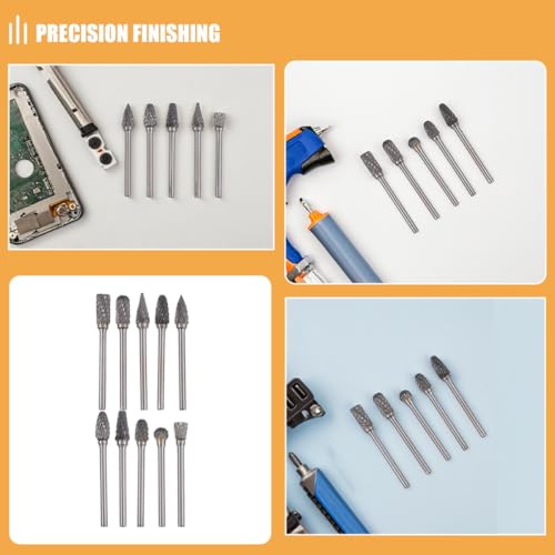 Juego de 10 fresas rotativas de carburo de tungsteno miniatura 3