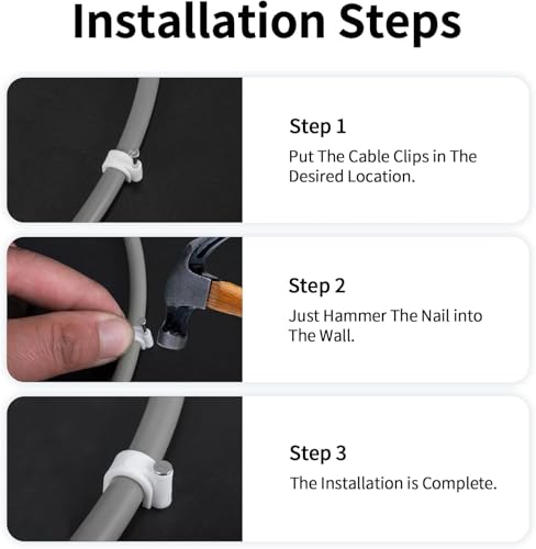 Image of bvslf (8 MM,100pcs) Wire Fastener Organizer Circle Cable Clip Tie Holder Protector with Metal Nail for Cable Management, Cord Organizer, Round Wire Clamp for Hanging Cable Fitting on Wall, White Color