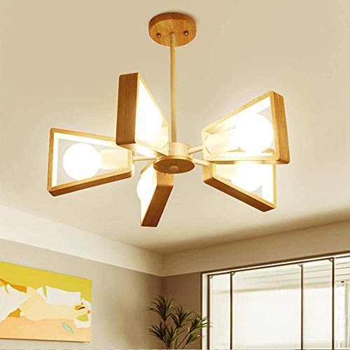 Lámpara colgante de madera de estilo japonés moderna y simple de tec 7