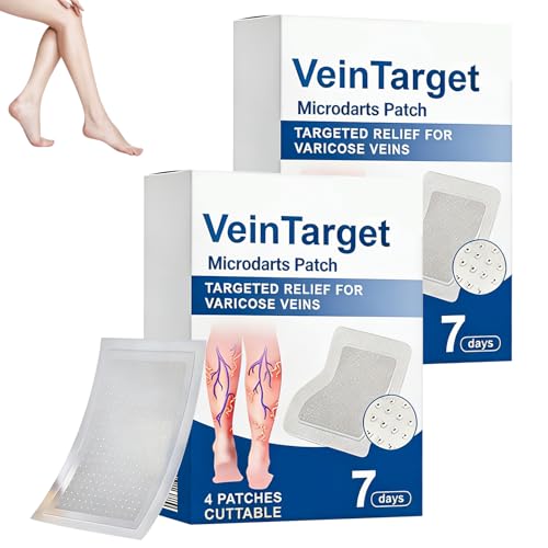 2Box Vein Target Microdarts Patch, Professional Varicose Veins Treatment for Legs, Improves Blood Circulation, Natural Ingredients Varicose Vein Patches for All Skin Types