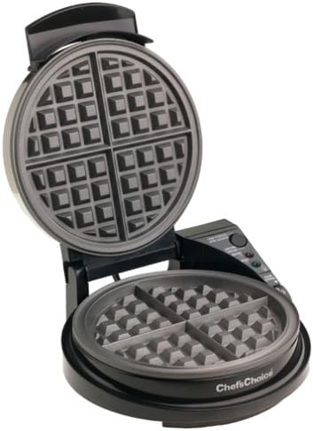 Chef'sChoice 830B WafflePro Taste and Texture Select Nonstick Classic Belgian Waffle Maker with Unique Quad Baking System Easy to Clean, 4-Slice, Silver
