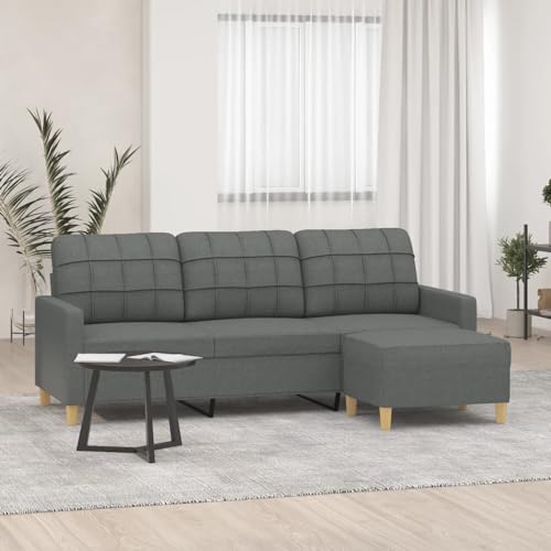 ARKEM Sofá de 3 plazas con Taburete de Tela Gris Oscuro 180 cm Sofa Rinconera Sofá Cama Sofa Tres Plazas