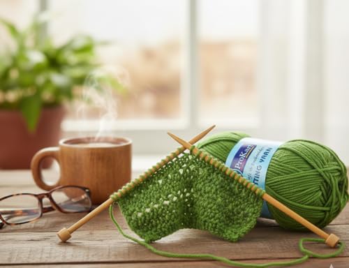 Image of ProKart Premium Woolen 4 ply Hand Knitting Wool Yarn | Fine Weight Knitted and Crocheted Soft Yarn for Sweater, Scarf, Hat, Baby Clothes, Baby Sports, Purse, Gift Bags & DIY Craft Accessories Projects (1 Ball /100 Gram Each) (Turtle Green, 100gms x 2 Pack)
