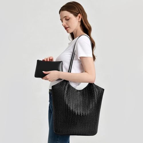 Sac cabas tissé en cuir vegan SENDEFN avec fermeture éclair - 2