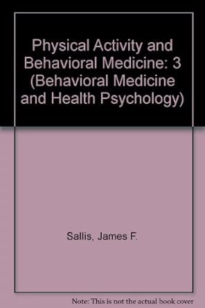 Physical Activity and Behavioral Medicine book cover