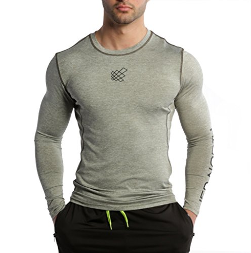 Jed North Men's Bodybuilding Workout Long Sleeve Tee Slim Fit T Shirt for Gym Charcoal Gray