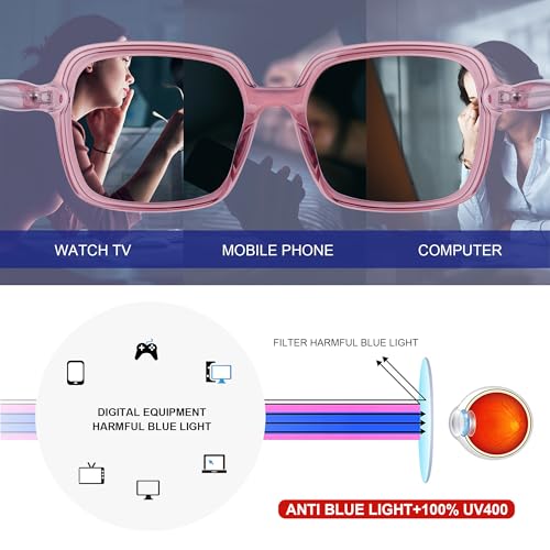 Jfxqdr RF6215 Blue Light Blocking Glasses For Women And Men, Retro Square Frame Computer Gaming Eyeglasses Anti Glare & Uv Rf6215  thumb #4