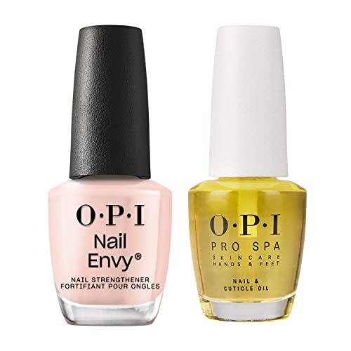 OPI Nail Polish Nail Treatment Manicure Set I Nail Repair and Nail Strength for Damaged Nails I Nail Envy Nail Strengthener Treatment Pink Nail Polish & Nail and Cuticle Oil Nail Polish Set