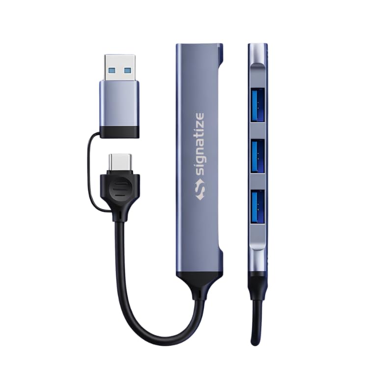 Image of Type C Hub, Type-A+C to 4 Port with 5 Gbps Superspeed Data Transmission, 1*USB 3.0 Ports, 3*USB 2.0 Port, USB c hub for Laptop, MacBook, chromebook,Tablets & Smartphones (Grey)