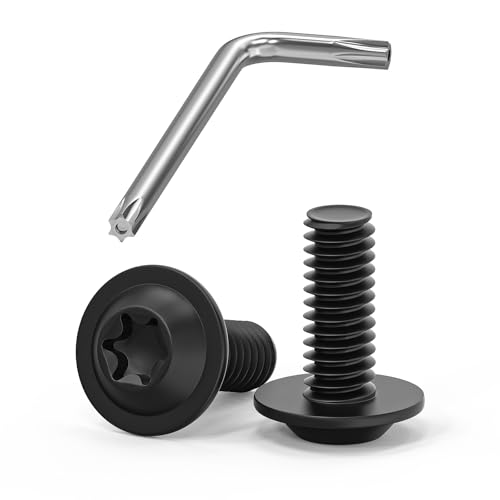 20 pièces de vis M4x10, vis à tête cylindrique, vis Torx, vis à bride, en acier inoxydable A2 V2A, filetage complet, oxyde noir, avec clé Torx