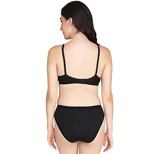 Image of Non Padded Bra Panty Set - Made of Pure Cotton Full Coverage Non Wired Seamless Pushup Soft Cup for T-Shirt Saree Dress Sports Garment for Daily Use Everyday