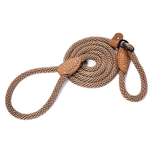 Mile High Life Slip Leads For Dogs | Heavy Duty Dog Training Leash | 5 Feet No Pull Slip Leashes W Leather Tip | Brown Rope Lead For Dogs Outside #TOP23