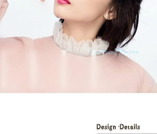 Miniatura 2 de LoudSung Blusa de media camisa desmontable con cuello falso, encaje floral, soporte hueco elegante para mujeres y niñas