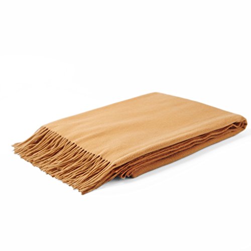 Cuddle Dreams Premium Cashmere Throw Blanket With Fringe, Luxuriously Soft (Camel) #TOP1
