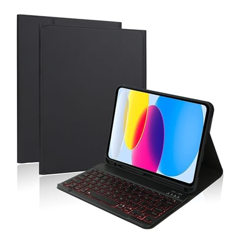 Étui de Protection en Cuir YSJX avec Clavier QWERTY Rétroéclairé pour iPad Pro 11 Pouces 2024 Noir